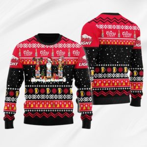 Coors Light Santa Reindeer Snowflake 2025 Ugly Christmas Sweater