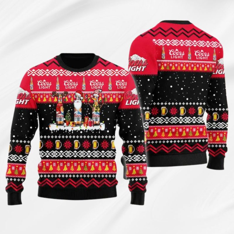 Coors Light Santa Reindeer Snowflake 2025 Ugly Christmas Sweater