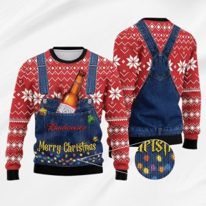 Merry Christmas Budweiser 2025 Ugly Christmas Sweater