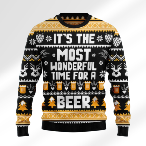 Wonderful Time For A Beer 2025 Ugly Christmas Sweater